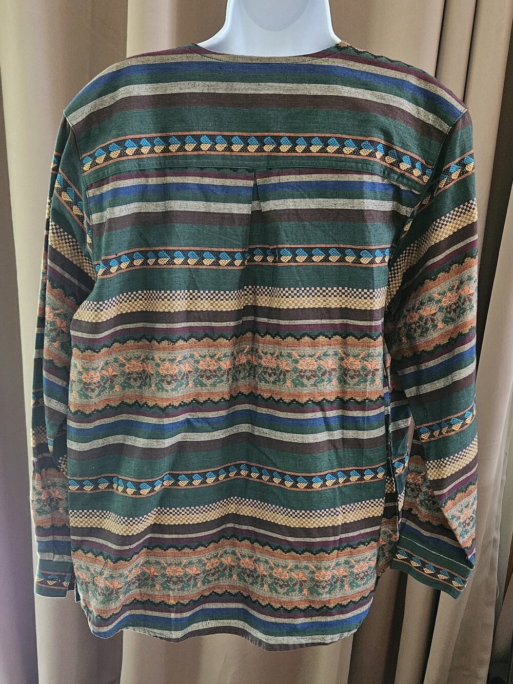 Vintage 90s Cabin Creek Southwestern Woven Cotton Shirt - Picture 2 of 6